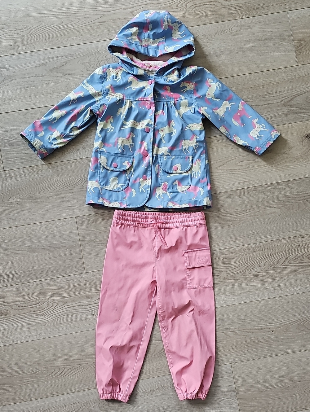 Hatley Unicorn Hooded Rain Jacket & Waterproof Rain Pants, 3T